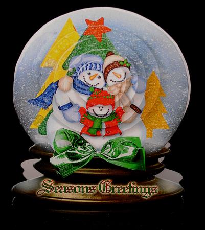 Christmas Snow Globe -happy Snowman Family by Yvonne Middleton