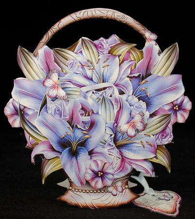 Bouquet of Lilies in a Basket by Yvonne Middleton
