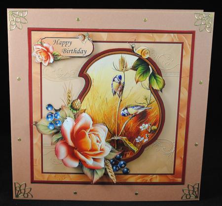 Blue Tits in Autumn Card Topper & Decoupage by Yvonne Middleton
