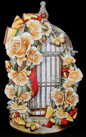 Antique Bird Cage with Soft Yellow Roses by Yvonne Middleton