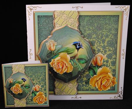 Bird in the Roses Fancy Border Card Mini Kit by Yvonne Middleton