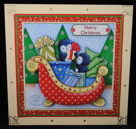 Penguin Sleigh 7x7 Christmas Mini Kit & Decoupage by Yvonne Middleton
