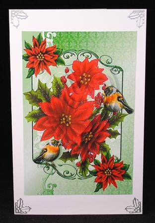 Lovely Red Poinsettias with Robins Heart Pyramids by Yvonne Middleton