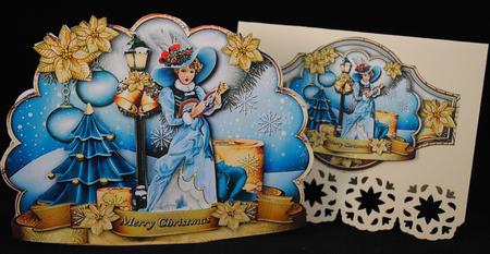 Christmas Winter Holiday with Golden Poinsettia by Yvonne Middleton
