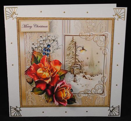 Vintage Christmas in the Lamp Light Card with Decoupage by Yvonne Middleton