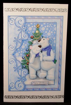 Polar Bear Family Christmas Card Topper & Decoupage by Yvonne Middleton