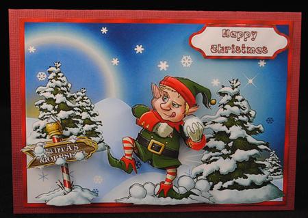 Elf Mischief - Card Front with Step by Step by Yvonne Middleton