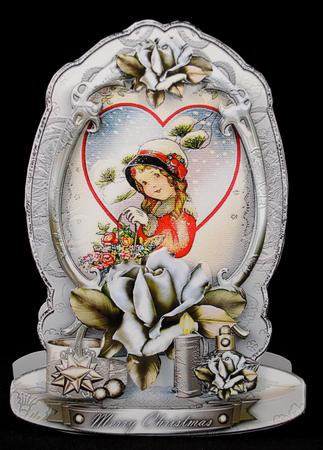 Winter Christmas Card with Gifts and Roses by Yvonne Middleton
