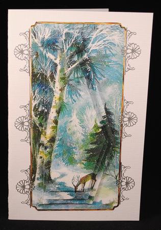 Reindeer Drinking Dl Card with Layers by Yvonne Middleton