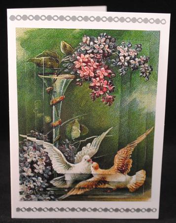 Beautiful Playful Vintage Doves with Flowers Pyramids by Yvonne Middleton