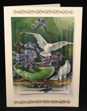 Beautiful Vintage Doves with Lilac Flowers Pyramids by Yvonne Middleton