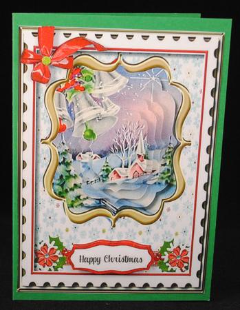 Christmas Village in a Gold Bracket Frame by Yvonne Middleton