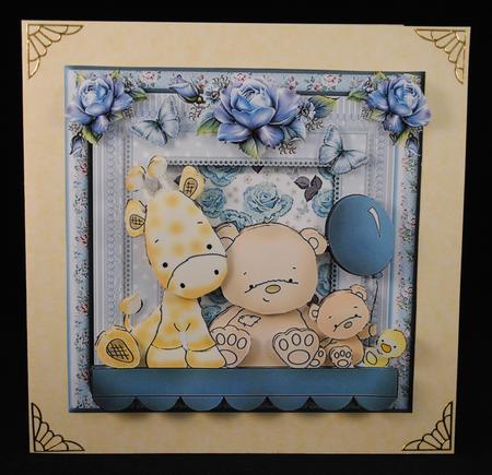 Cute Soft Animals Baby Boy Card Front Kit by Yvonne Middleton
