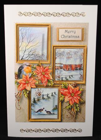 Snowy Oast Houses & Poinsettias Frame Trio by Yvonne Middleton