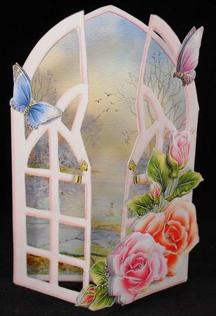 Gothic Window A5 Gatefold Mini-kit - Morning Roses by Yvonne Middleton