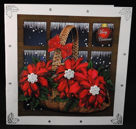 Christmas Window Basket & Poinsettias by Yvonne Middleton