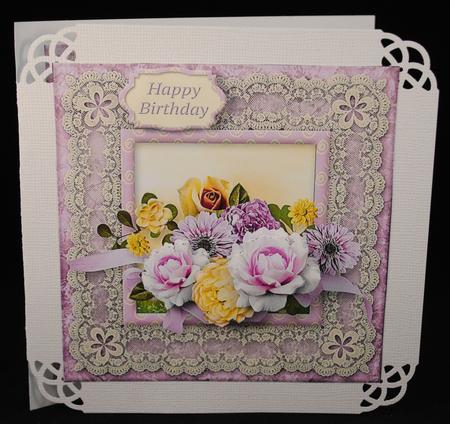 Lacy Lovelies 7" x 7" - Pink and Yellow Posy by Yvonne Middleton
