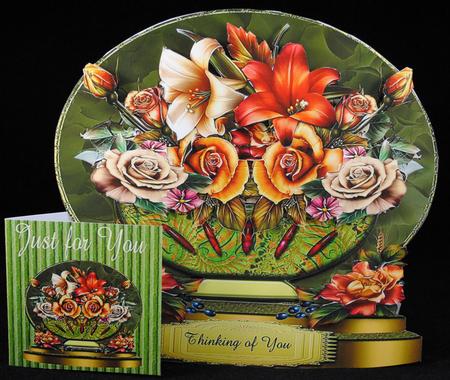 Autumn Roses Shaped Card Plus Gift Card by Yvonne Middleton