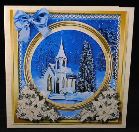 Beautiful Church with Cream Poinsettias  by Yvonne Middleton