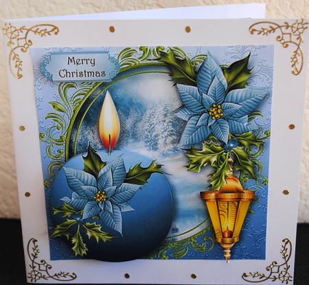 The Christmas Candle - Blue Poinsettias by Yvonne Middleton