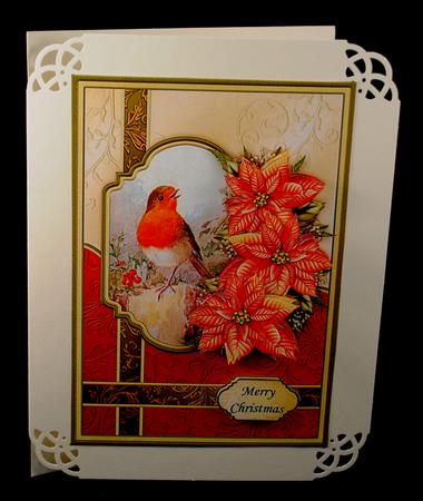 Vintage Robin & Poinsettia Card Topper & Decoupage by Yvonne Middleton
