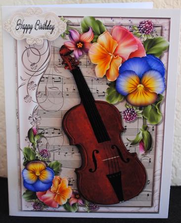 Beautiful Violin with Pansies by Yvonne Middleton