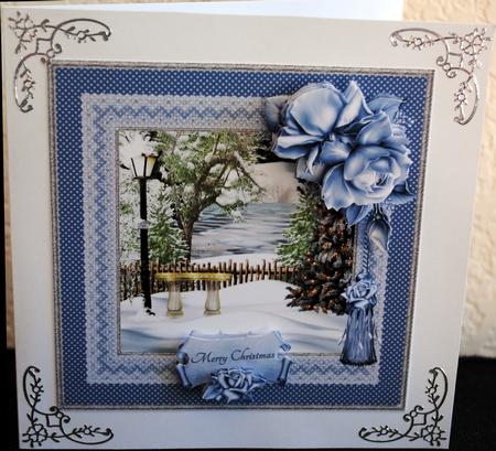 Christmas Scene and Blue Roses by Yvonne Middleton