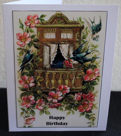 Vintage Birds and Flowers Scalloped Pyramid by Yvonne Middleton