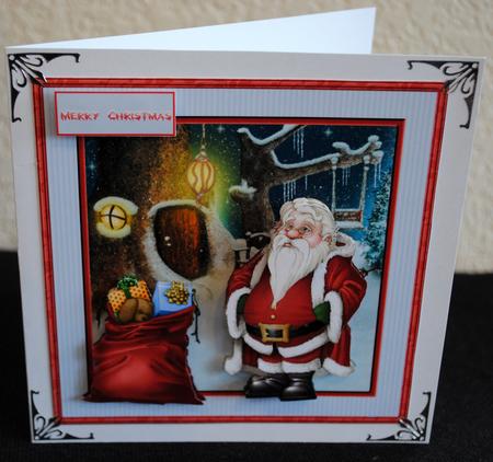 Santa Has a Quiet Moment Card with Decoupage by Yvonne Middleton