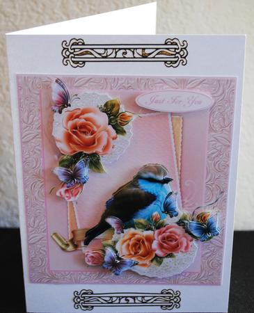 A Ladies Bird with Roses Topper with Decoupage by Yvonne Middleton
