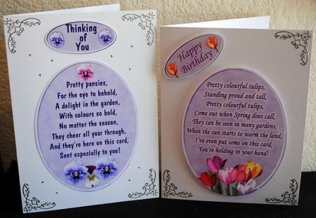 Three Flower Verse Topper with Sentiments by Yvonne Middleton
