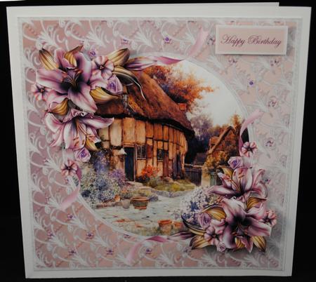 Thatched Roof Cottage Card and Decoupage by Yvonne Middleton