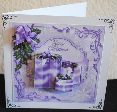 Lilac Christmas Gifts Square Card Front by Yvonne Middleton