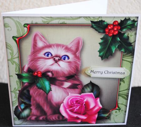 Christmas Holly Kitten by Yvonne Middleton