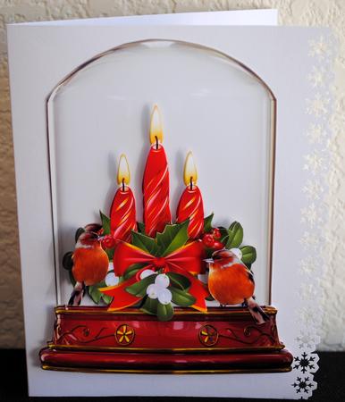 Candles with Robins in Snow Dome by Yvonne Middleton