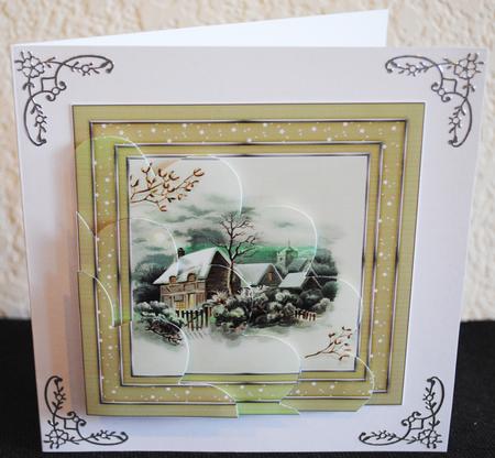 Victorian Christmas Scene Shell Edged Corner Stacker by Yvonne Middleton