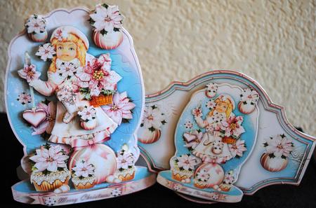 Winter Vintage Girl with Rose Poinsettias by Yvonne Middleton