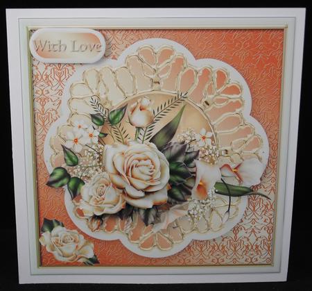 Cream Roses Decoupage Card Front by Yvonne Middleton