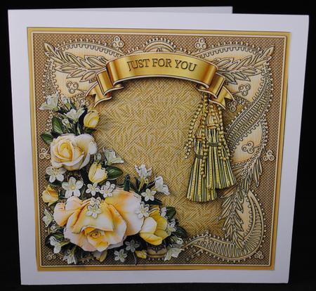 Cream Roses on a Lace Frame Decoupage by Yvonne Middleton