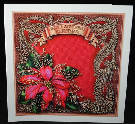 Christmas Poinsettia on a Lace Frame Decoupage Mini Kit by Yvonne Middleton