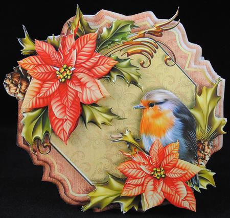 Country Birds 7x7 Tent Card Mini-kit - Robin & Poinsettias by Yvonne Middleton