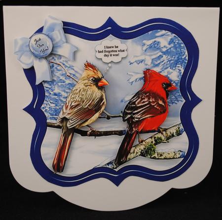 6" x 6" Christmas Cardinals with Decoupage Card Topper by Yvonne Middleton