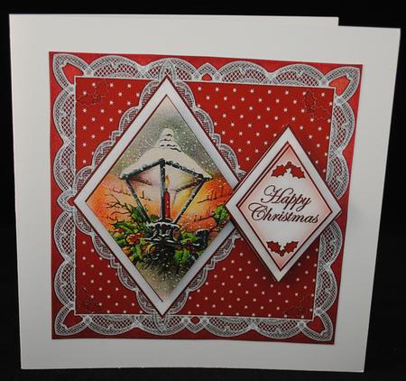 Red Lantern Happy Christmas 7in Double Diamond Topper by Yvonne Middleton