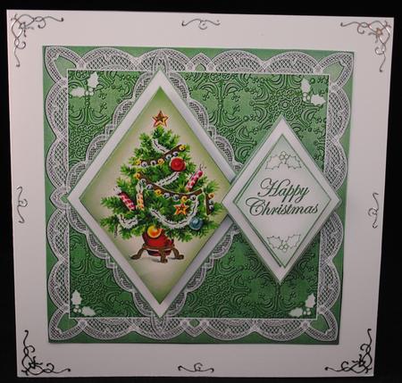 Christmas Tree g Happy Christmas 7in Double Diamond Topper by Yvonne Middleton