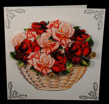 Basket Pink & Red Roses Mini Kit by Yvonne Middleton
