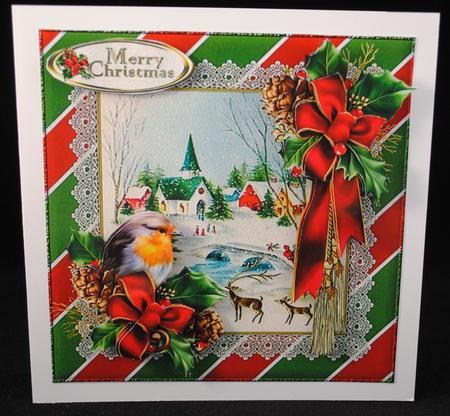 8x8 Vintage Christmas Scene with Red Robin Mini Kit by Yvonne Middleton