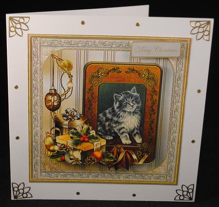 Christmas Cat with Baubles by Yvonne Middleton