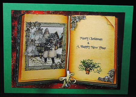 Vintage Santa Open-book Card Topper by Yvonne Middleton