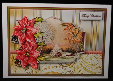 Vintage Christmas Poinsettias Card and Topper by Yvonne Middleton