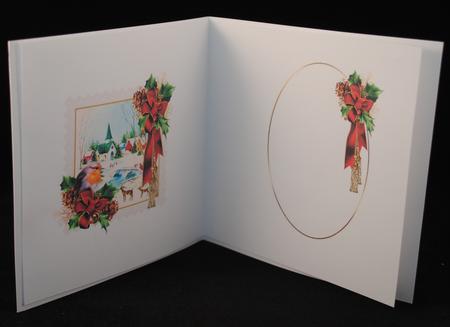 Vintage Christmas Scene with Red Robin Insert by Yvonne Middleton